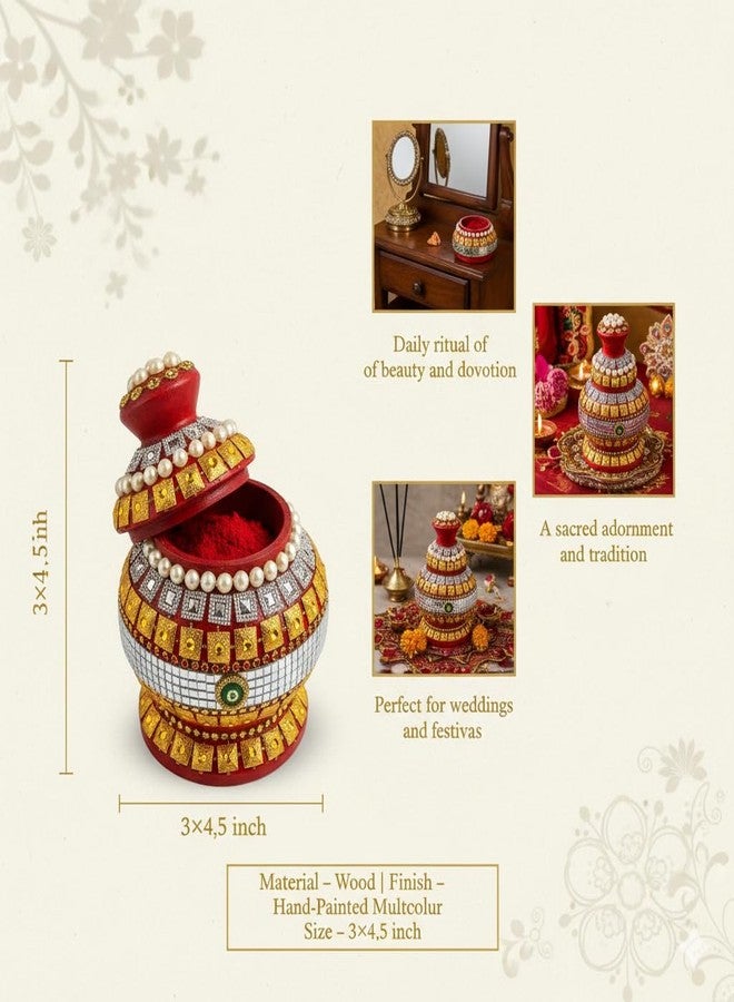 Salvus APP SOLUTIONS Decorative Wooden Sindoor Box/Sindur Dani/Sindoor Dibbi for Women & Home Utility (Multicolor_4.5 in) - Image 2